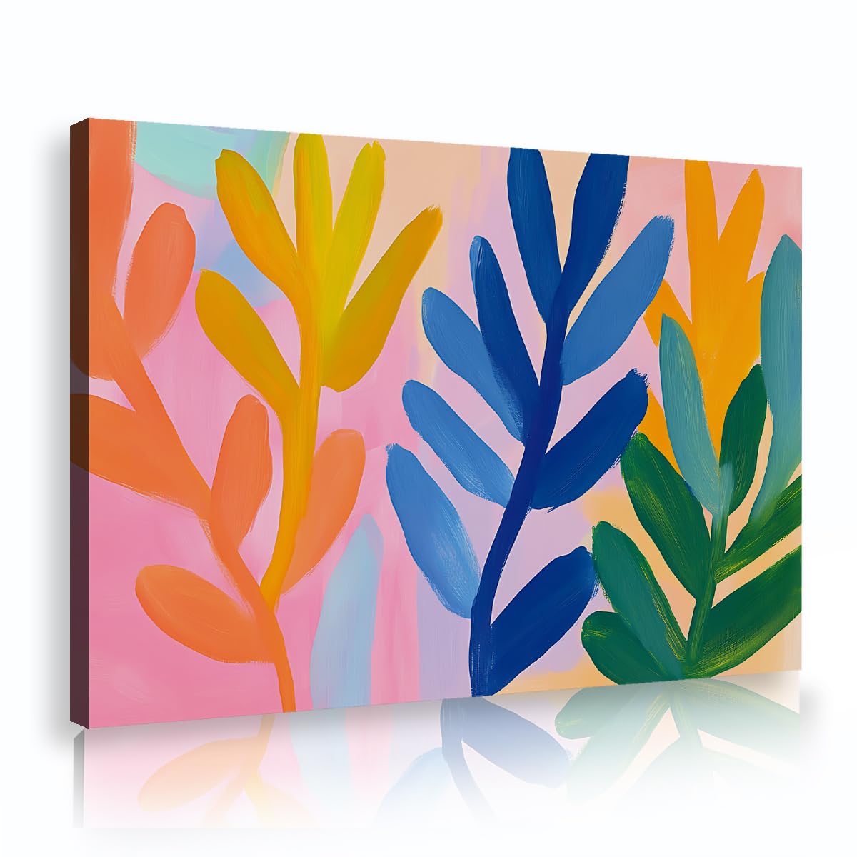 Via Vela Women's Fbh10 Henri Matisse Fauvism Framed Wall Art Colorful Abstract Bright Leaves Painting Pink Aesthetic Canvas Picture Poster For Teen Girls Bedroom Nursery Home Decor 80X120cm