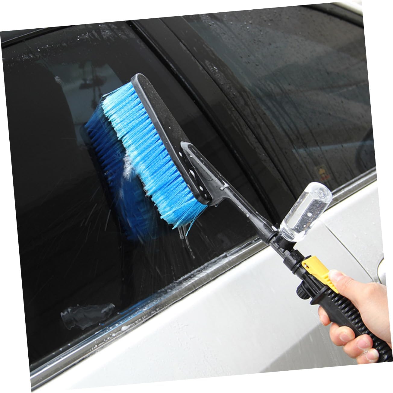 MAGICLULU Car Wash Brush Long Handle Detachable Hose Nozzle Foam Sprayer Soft Bristle Auto Cleaning Tool for Tires Rims Vehicle Exteriors