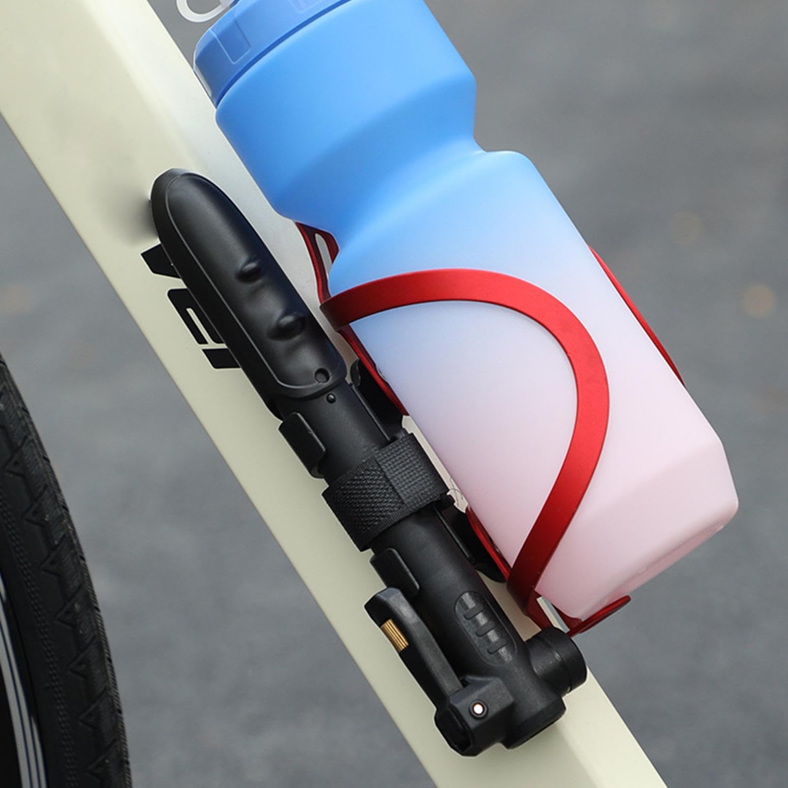 Tragbare Rahmenpumpe – 2-in-1 Handpumpe mit 2 Nadeln, Doppelventile, Reifenpumpe, Fahrrad-Luftpumpe für Fahrrad, Rennrad, E-
