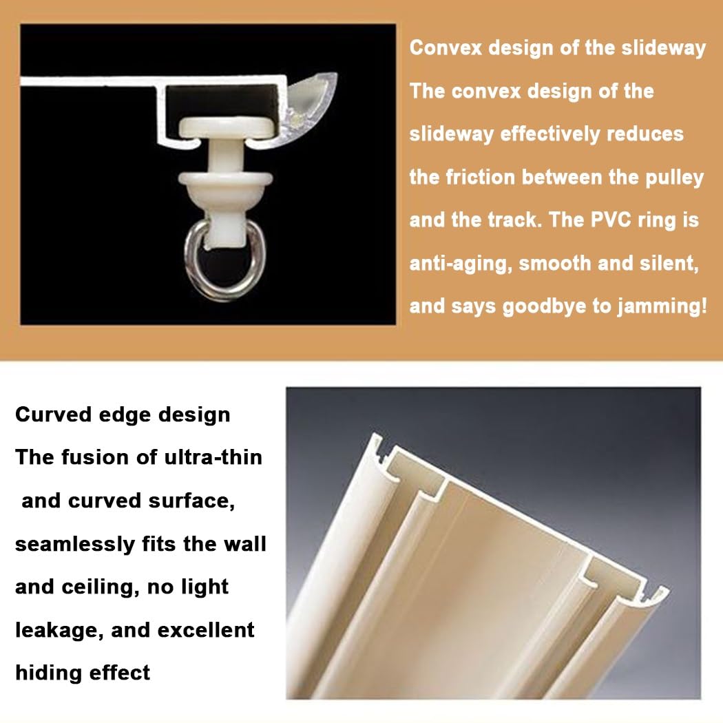 Rail De Rideau Double Pour Fenêtre, Rail Rideaux Plafond Longueur De 50 À 600 Cm, Rail De Plafond En Aluminium Métal Blanc Pour Diviseur De Pièce(110cm/3.6ft)