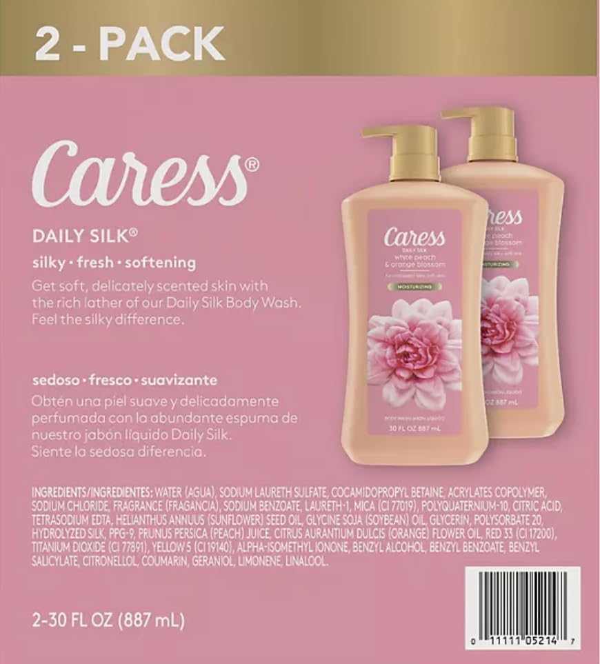 Image of Caress Daily Silk Hydrating Body Wash, White Peach & Orange Blossom (30 fl. oz, 2 pk), Pink