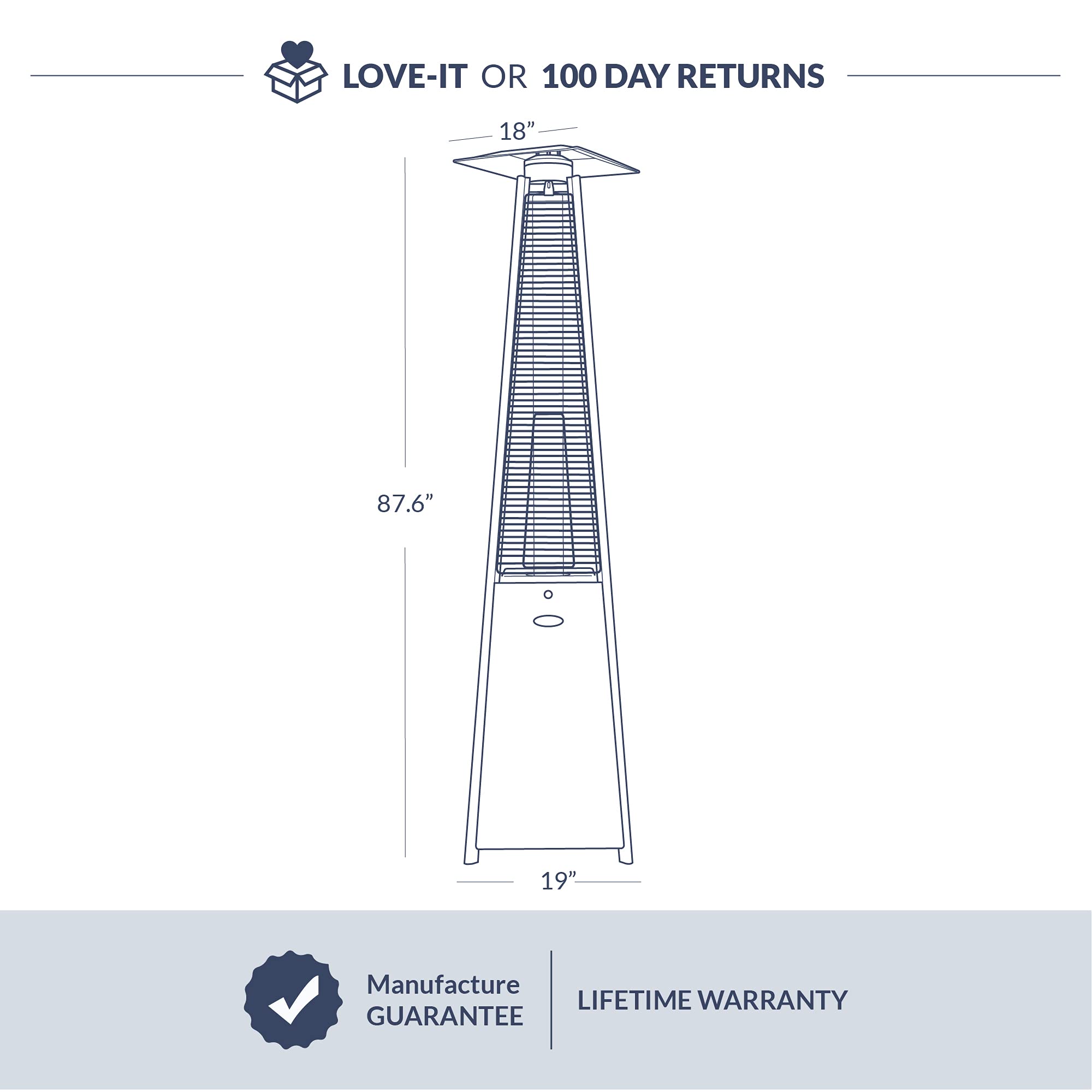 BELLEZE 42,000 BTU Gas Outdoor Pyramid Patio Heater with Tall Dancing