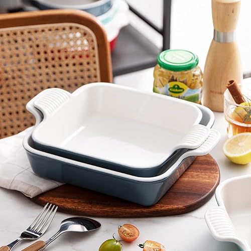 Miniatura 10 de Sweejar Plato de cerámica para hornear, bandeja rectangular pequeña para hornear con asas dobles, 20 onzas para cocinar, brownie, cocina, 6.5 x 4.9