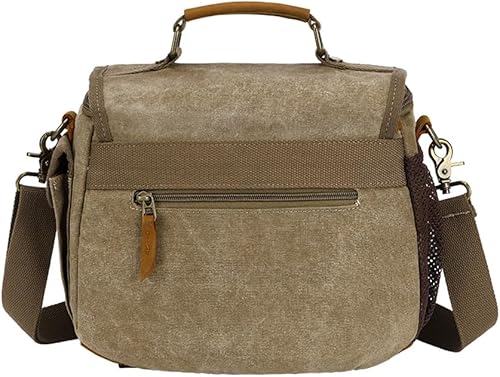 Vista 10 de peacechaos Bolsa cruzada para cámara, bolso bandolera para cámara, estilo vintage, DSLR/SLR, sin espejo, para fotografía con Canon/Nikon/Sony (negro)