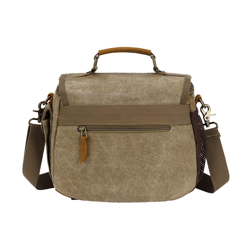 Borsa a tracolla in tela per fotocamera (Khaki)