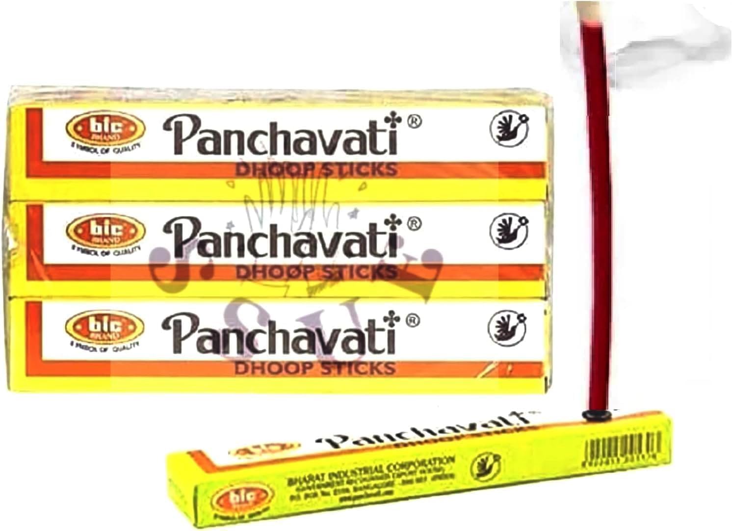 Panchavati Dhoop Incense 10 Sticks Each 12 Boxes - 1 Combo Meditation Positivity Puja Prayer Worship Temple Religious Spiritual Aromatic Fragrance Enlightenment Best Daily Use (3 Combo - 12 Boxes)