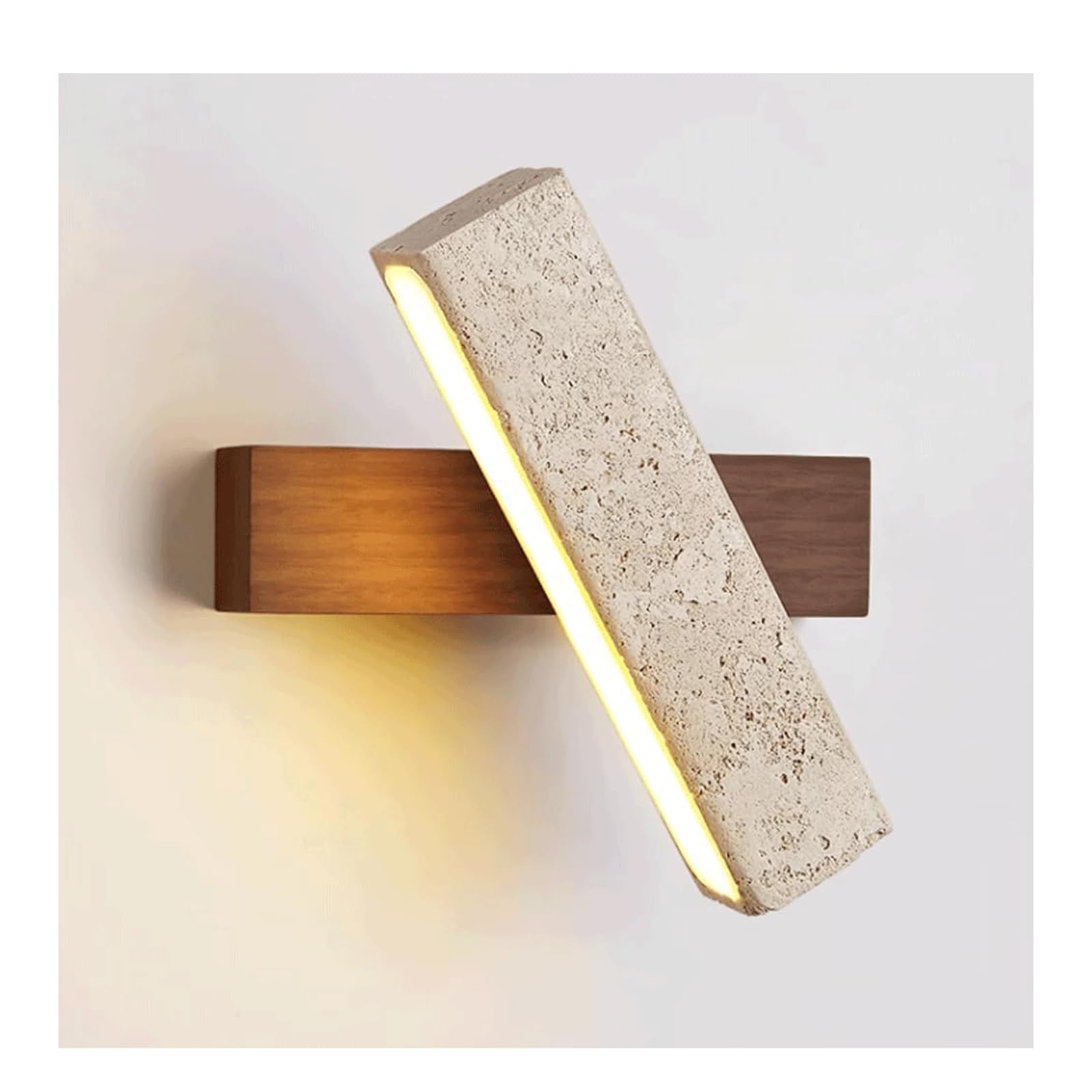 Applique Murale LED carrée en travertin, rotative à 180°, en Pierre Naturelle, éclairage d'intérieur Moderne en Bois pour Salle de Bain, Chambre à Coucher, Chevet, Salon