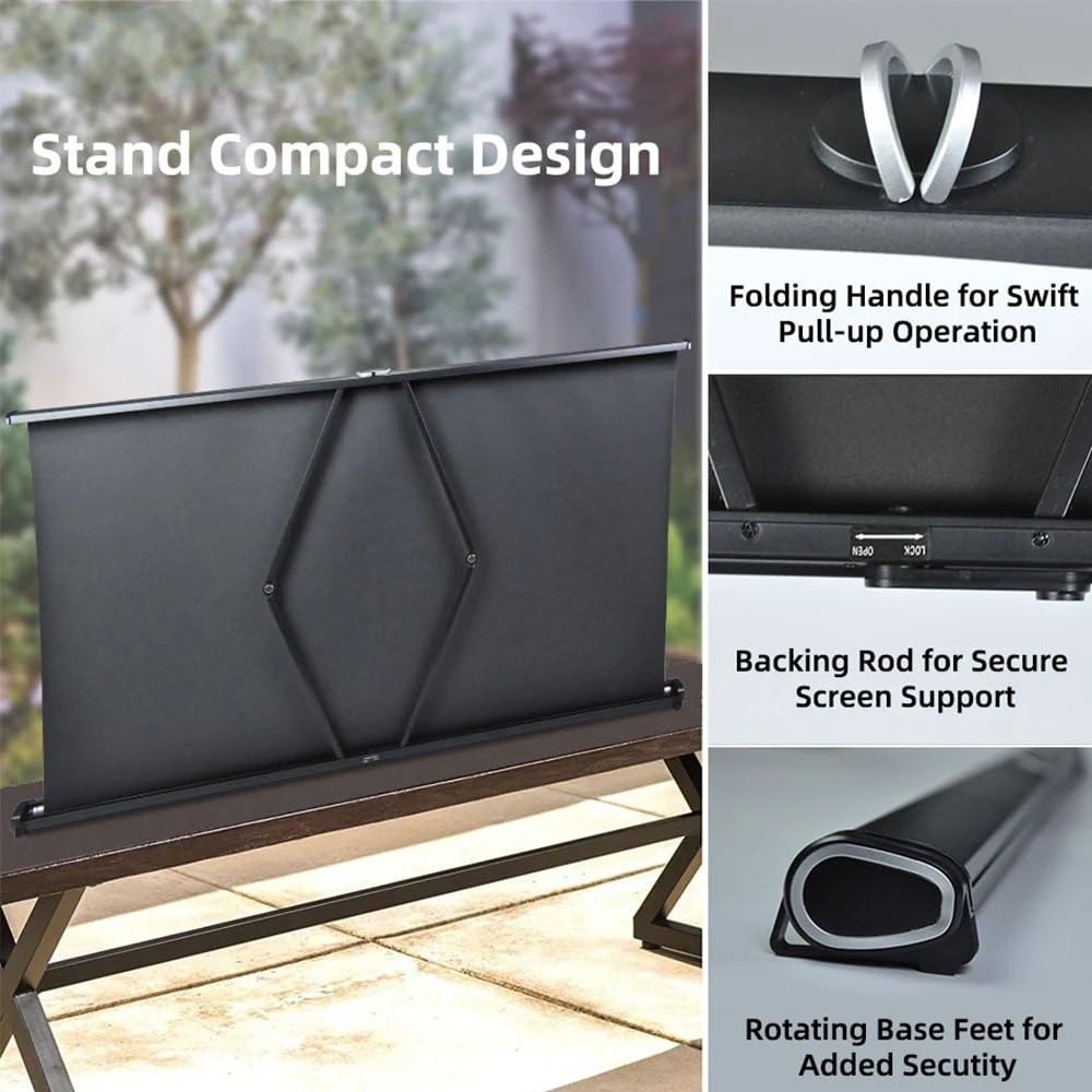 Telo proiettore Pull Up Proiettore Schermo da Tavolo Proiettore Design con Supporto Pieghevole per Viaggi in Campeggio all'aperto proiettore Portatile