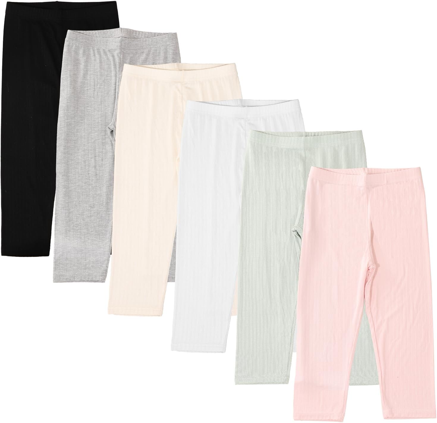 6 Pack Girls Capri Leggings 3/4 Pants Toddler Girl Basic Solid Summer Leggings Kids Dance Pants for School 9-10 Years Multicolor 5