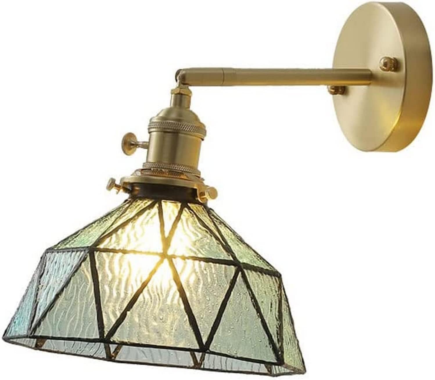 SYAXVOM Wall Light Simple Brass Adjustable Lighting Glass Cover E27 1-Light Lamps Sconce Dining Corridor Mount