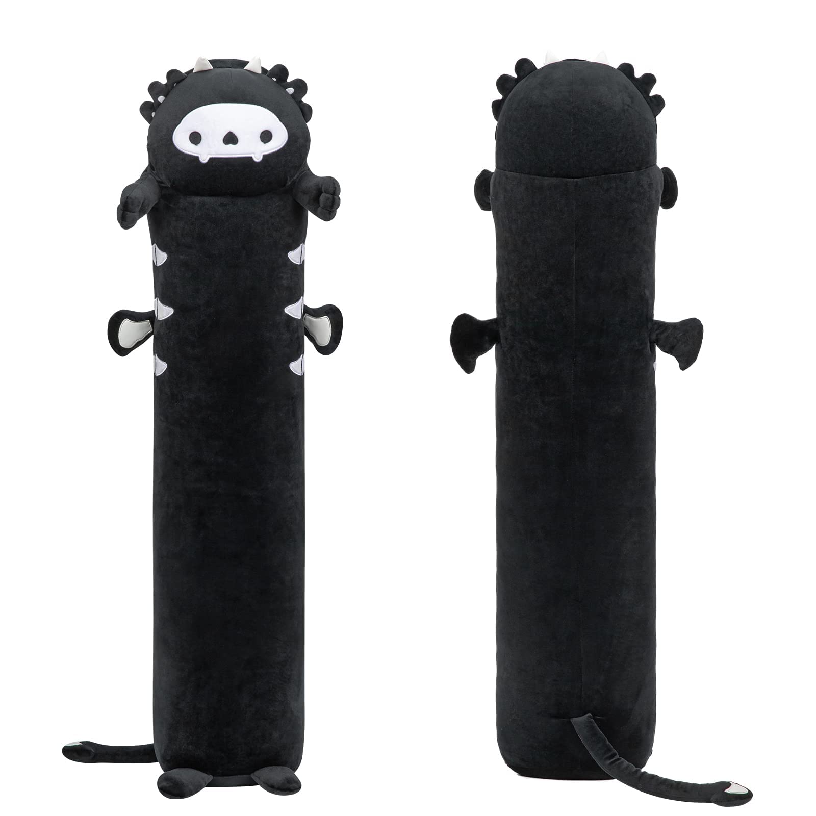 Mewaii 36in Long Skeleton Axolotl Plush Pillows Stuffed Animals Squishy Pillows - Plushie Cute Sleeping Hugging Plush Pillow Soft Toys for Kids(Black)