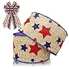 Patriotic fabric ribbons 4th of july decor ribbon patriotic spots stars edge wired burlap linen ribbons for labor day independence day gift wrapping party decoration crafts supplies 10 yards  urban country home decor