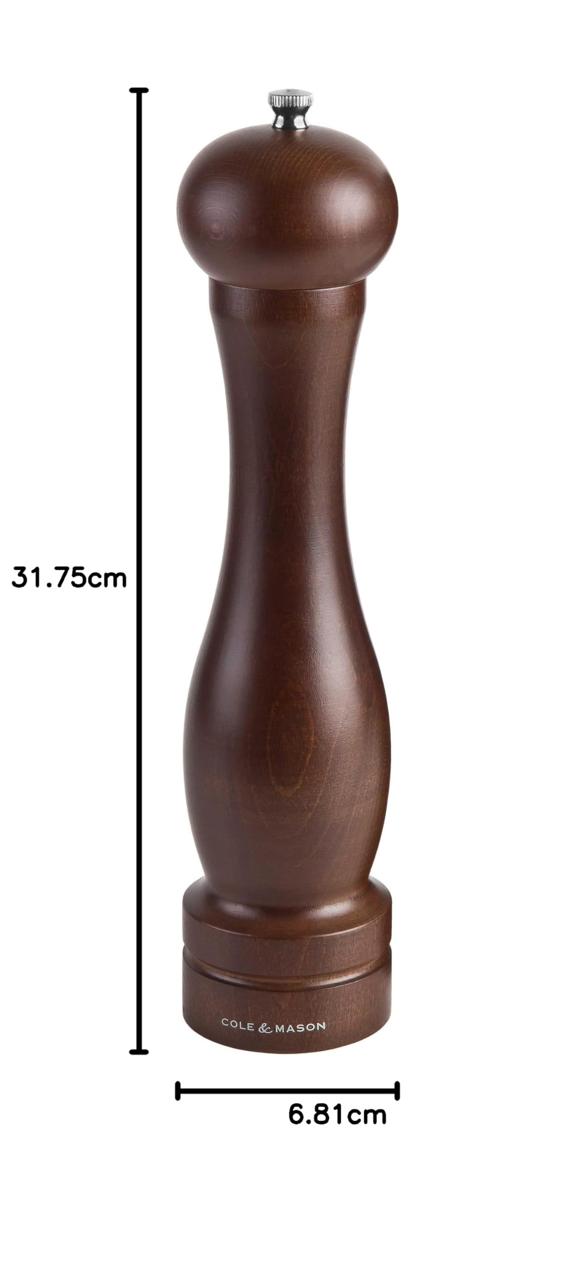 Cole & Mason Wooden Pepper Mill - Fine to Coarse Grind -8