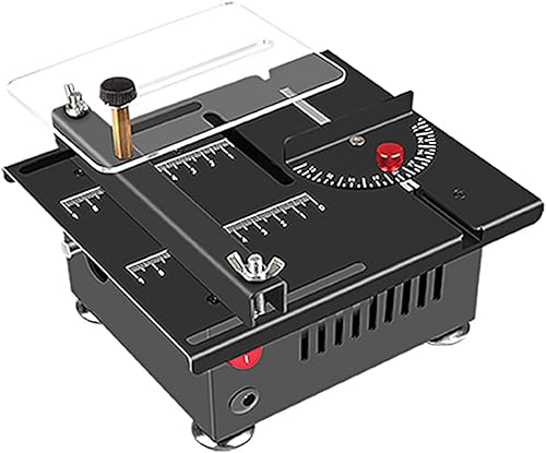 Miniatura 8 de Weytoll - Sierra de mesa de 100 W, mini sierra eléctrica de escritorio, velocidad de corte y ángulo ajustable, profundidad de corte de 0.630 in con