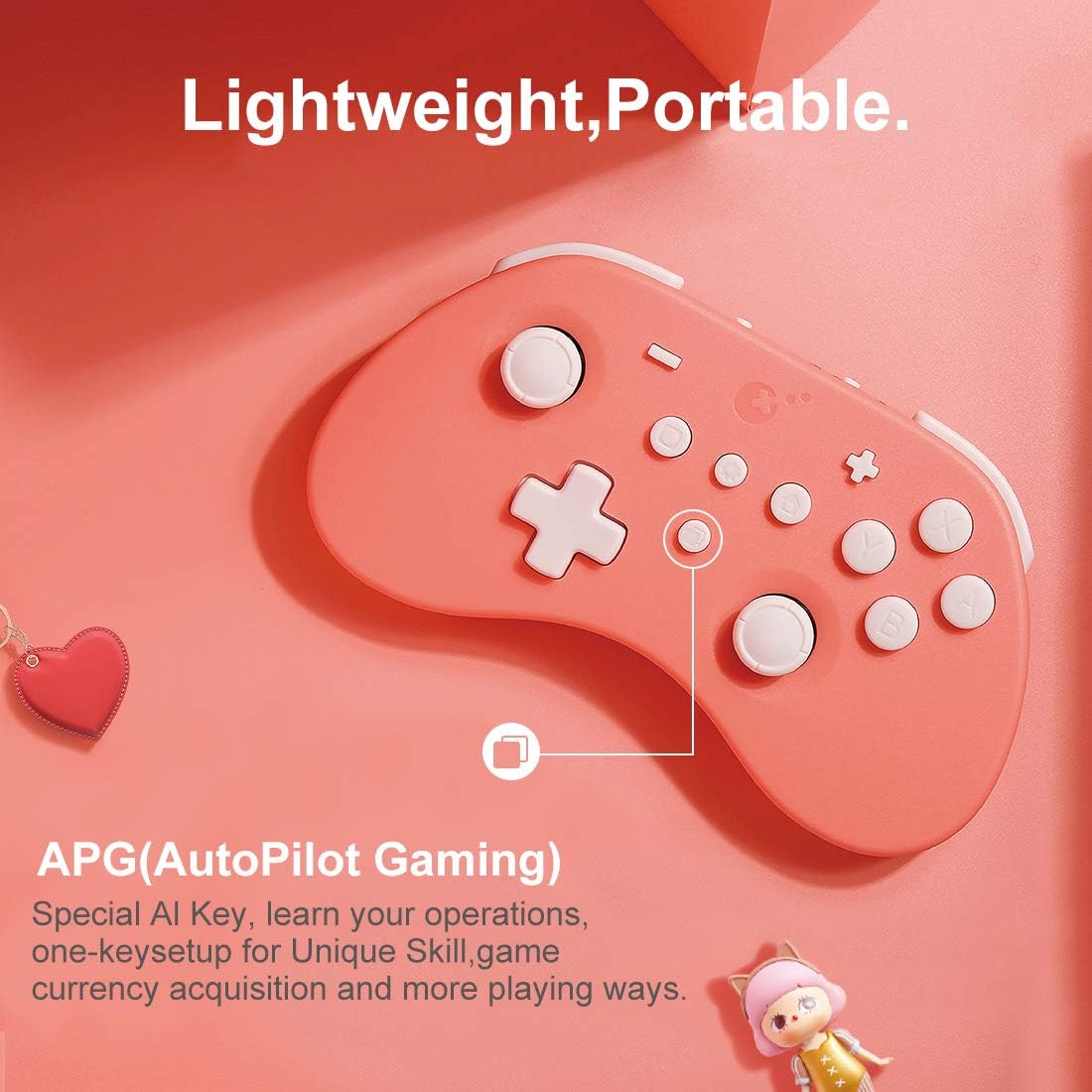 Get Discount Offer Gulikit Wireless Controller Compatiable for Nintendo Switch/PC/Windows/Android/iOS, Switch Bluetooth Controllers Gamepad with Auto Pilot Gaming Supports 6-axis Gyro, Turbo and Dual Vibration -Coral