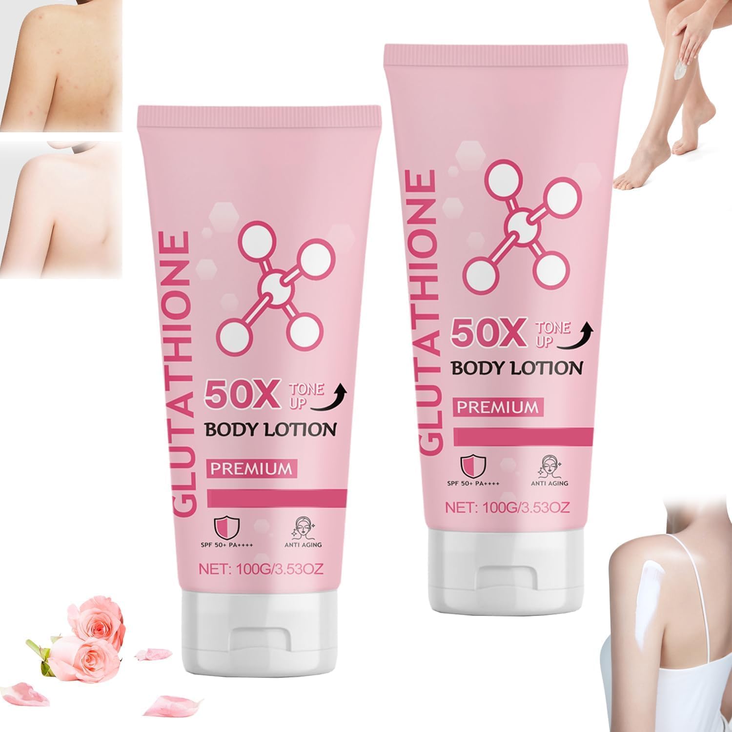 Glutathione 50x Tone Up Brightening Body Lotion, Moisturizing and Soft Skin, Firming Body Lotion for Women, Daily Moisturizing Body, SPF 50+, For Uneven Skin Tone and Dry Skin (2)