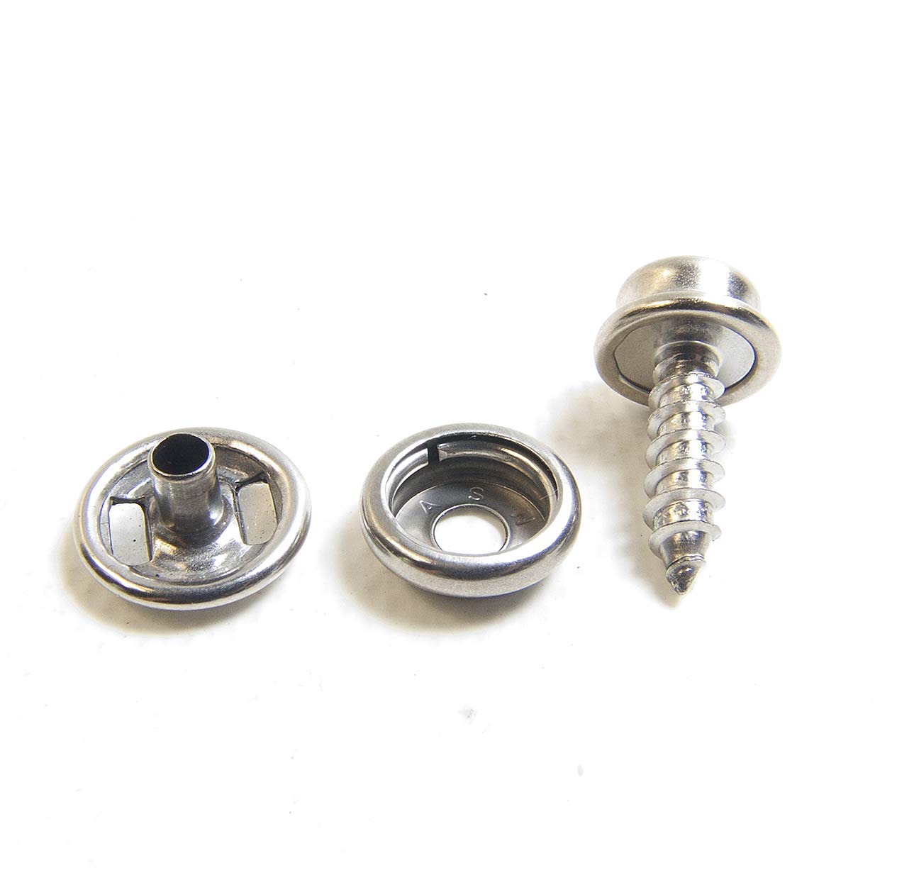 Snap Cap & Socket, Stainless Steel w/ 5/8" #10 Oversize Screw Stud Select The Quantity You Need (25 of Each Piece)
