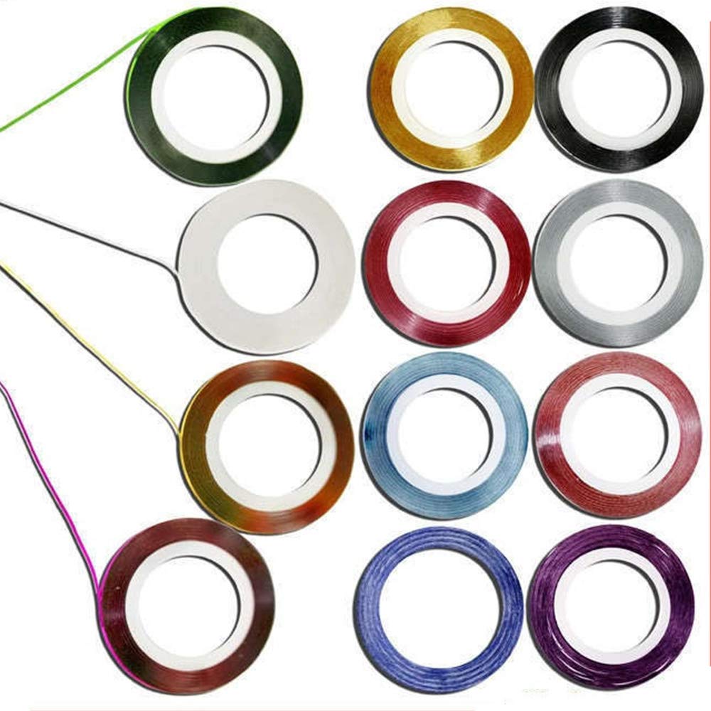 32 Rouleaux de Couleurs Mélangées Nail,Ruban Autocollants à Ongles de Conception de Bricolage, Accessoires D'outils à Ongles en fil d'or et D'argent
