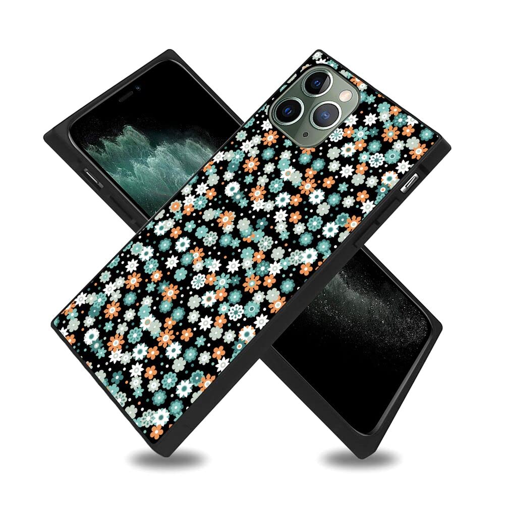 iPhone 11 Pro Square Mobile Phone Case with Beautiful Small Floral TPU Edge Full Body Protection Reinforced Corners iPhone 11 Pro Case