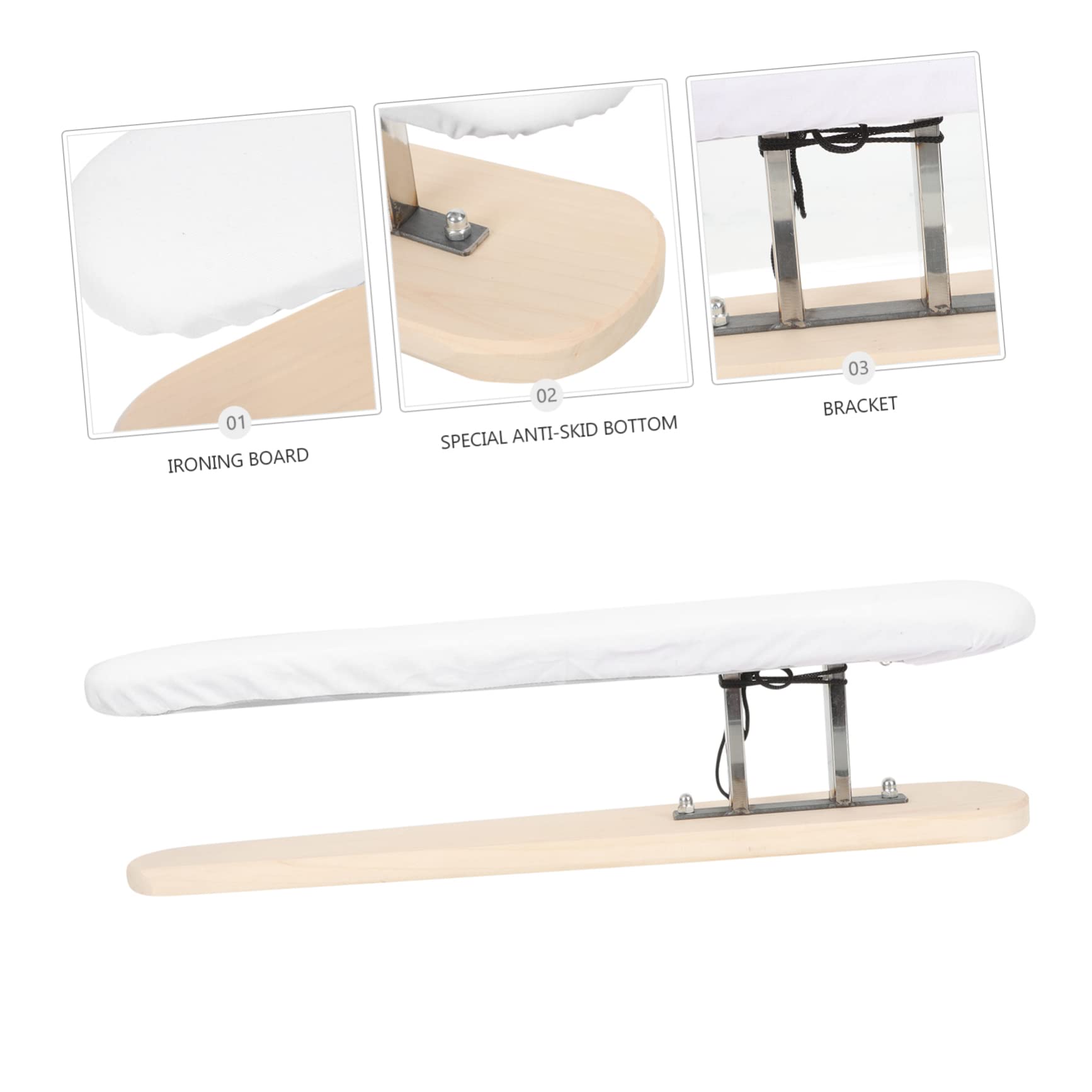 PRETYZOOM Tabla De Planchar Portátil Pequeña De Madera Funda White, Práctica y Ligera, para Uso Doméstico y Viaje, Accesorio De Planchado Multiusos para Dormitorio y Lavandería