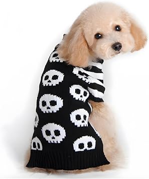 NACOCO Pet Sweaters Skeleton Sweater The Cat Dog Clothes Pet Clothing Little Puppy Dog Sweaters Small Black
