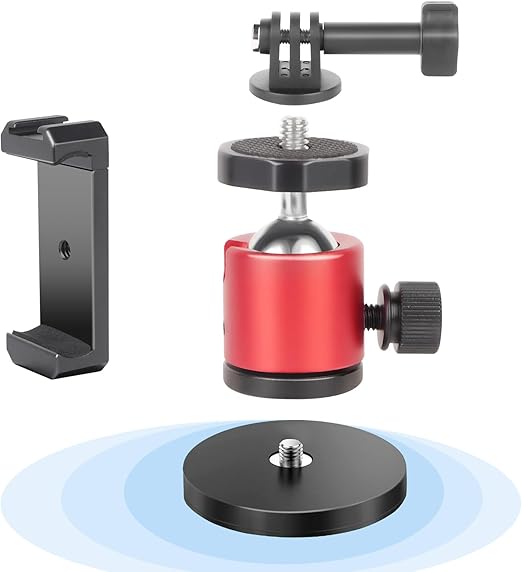 Magnetic Camera Mount, Strong Magnetic Mount with 360° Rotation Ball Head, Security Camera Base Holder with 1/4 inch Thread for GoPro,DJI OSMO Action,Action Camera(SJ027)