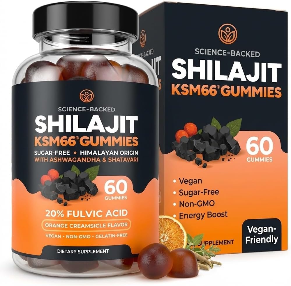 61xByD5PqJL._AC_SL1024_ Himalayan Shilajit Gummies for Men & Women - Shilajit with KSM-66 Ashwagandha & Shatavari for Energy, Hormone & Stress Support - Vegan, Sugar-Free, Non-GMO Adaptogens - Replace Resin or Capsules 60ct
