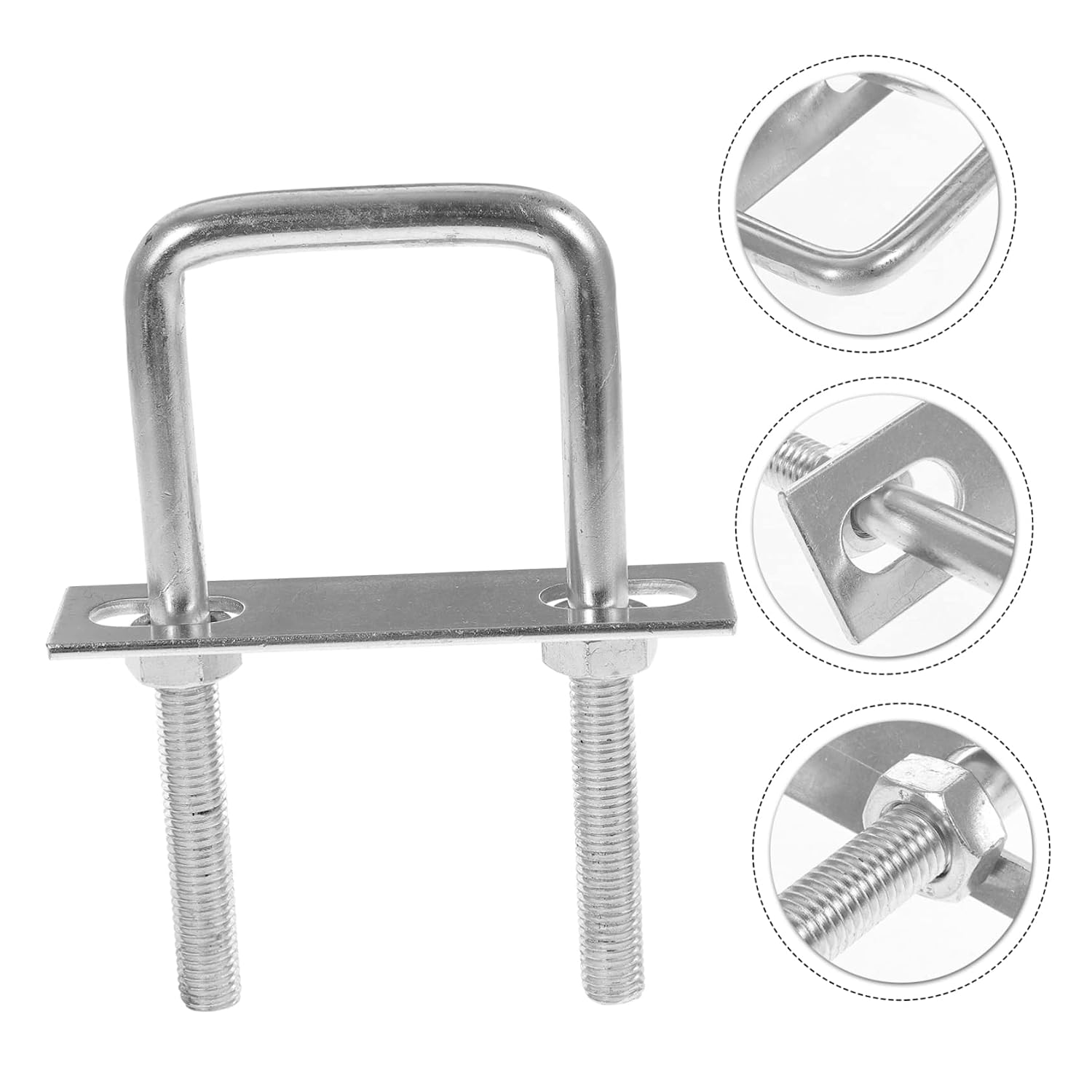 Square U Bolt Galvanized Steel Fastener for Boat Trailer U Bolt with Nuts for Applications Easy Installation Heavy Duty Tube Clamp