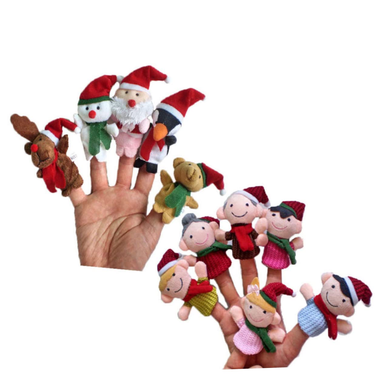 Toyvian 22 Pz giocattoli per bambini marionette natalizie da dito imbottitura per calze di Natale giocattolo burattini bambola da dito per bambini bambola da dito di natale Cartone animato