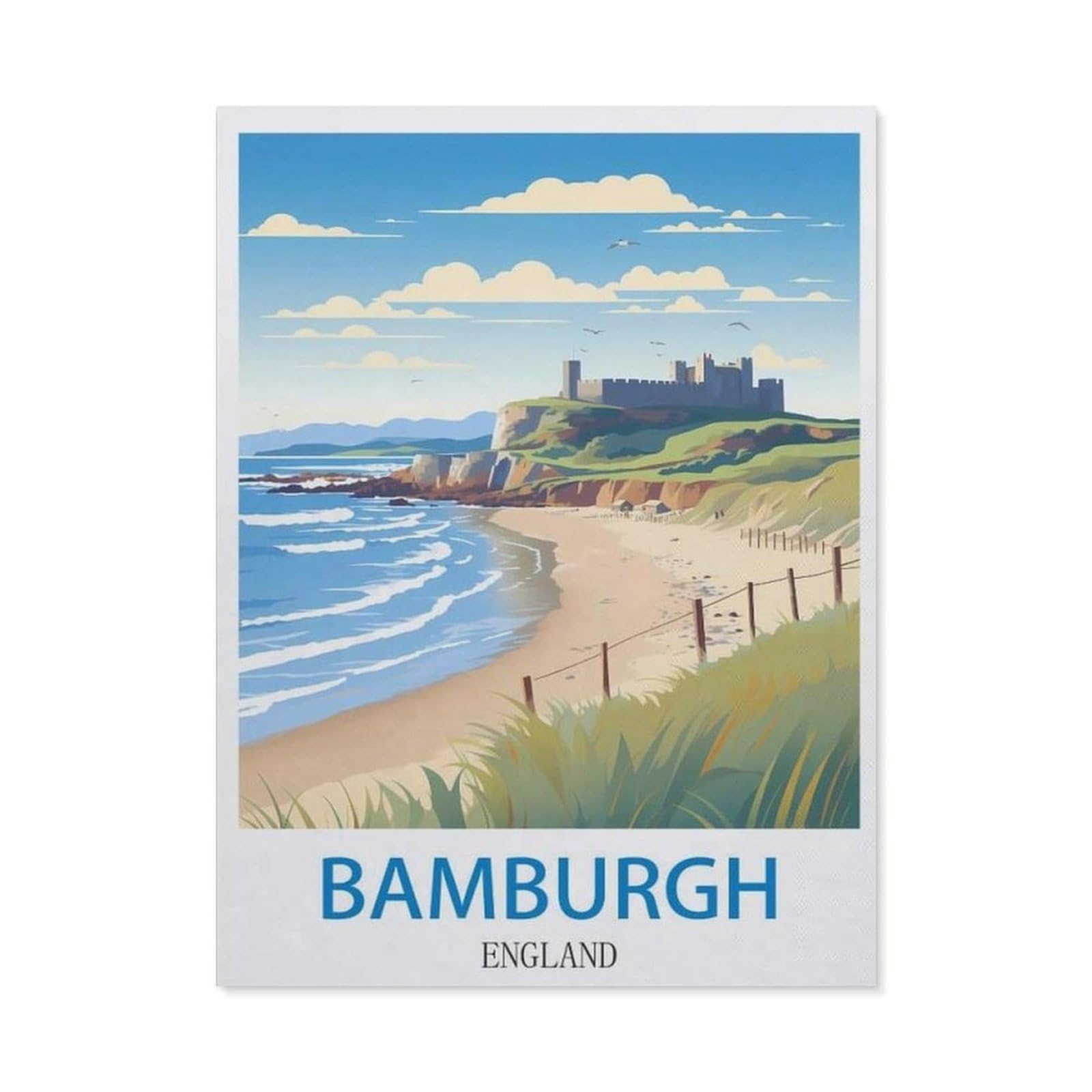 BEAYODKP 5D DIY Full Round Drill Diamond Painting，Bamburgh England