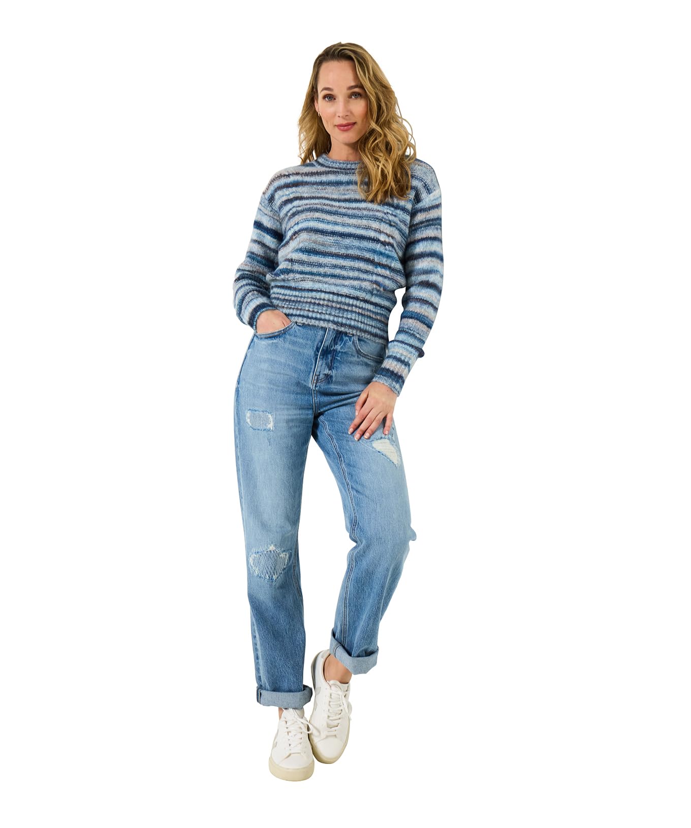 Joe Browns Women's Space-Dye Stripe Jumper in Blue | Size: 18