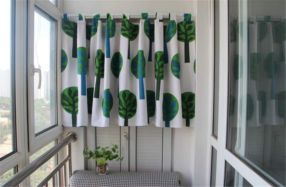 Cortina corta para habitación de niños con estampado de árboles estilo rural, 1 pieza