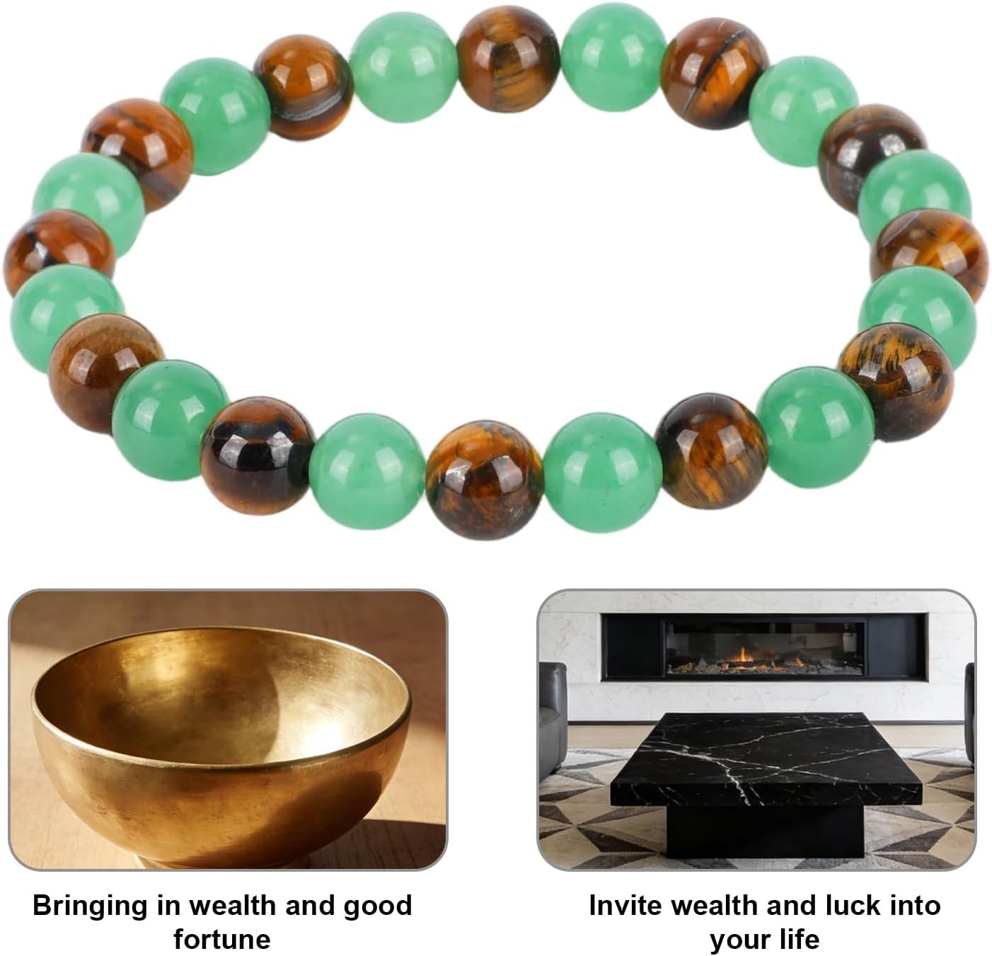 Natural Stone Bead Bracelet, Fashionable Tiger Eye Natural Stone Bracelet with Card Jewelry Accessories for Women Present - Image 6