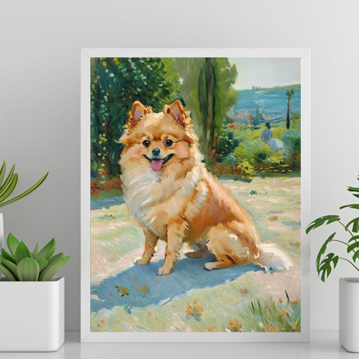 Paint by Numbers Pomeranian Dog DIY Acrylic Painting Kit with Brushes Pigment Oil Painting Artwork Adults Beginners Wall Decor 20x24inch(50x60cm) Frameless