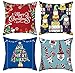 AMANMAN Set di 4 Natale Federe per Cuscini Federa Natalizia in Cotone e Lino Decorativo Gettare Caso Federa Fodera Cuscino Divano Copricuscini Regalo Decorativi per Auto Home Decor 45x45 cm