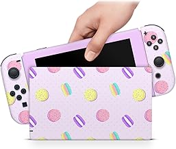 ZOOMHITSKINS Compatible con Nintendo Switch Skin Cover Sweet Macaron, morado, lindo, dulce, rosa, amarillo, pastel 3M, vinilo adhesivo, fabricado en los Estados Unidos