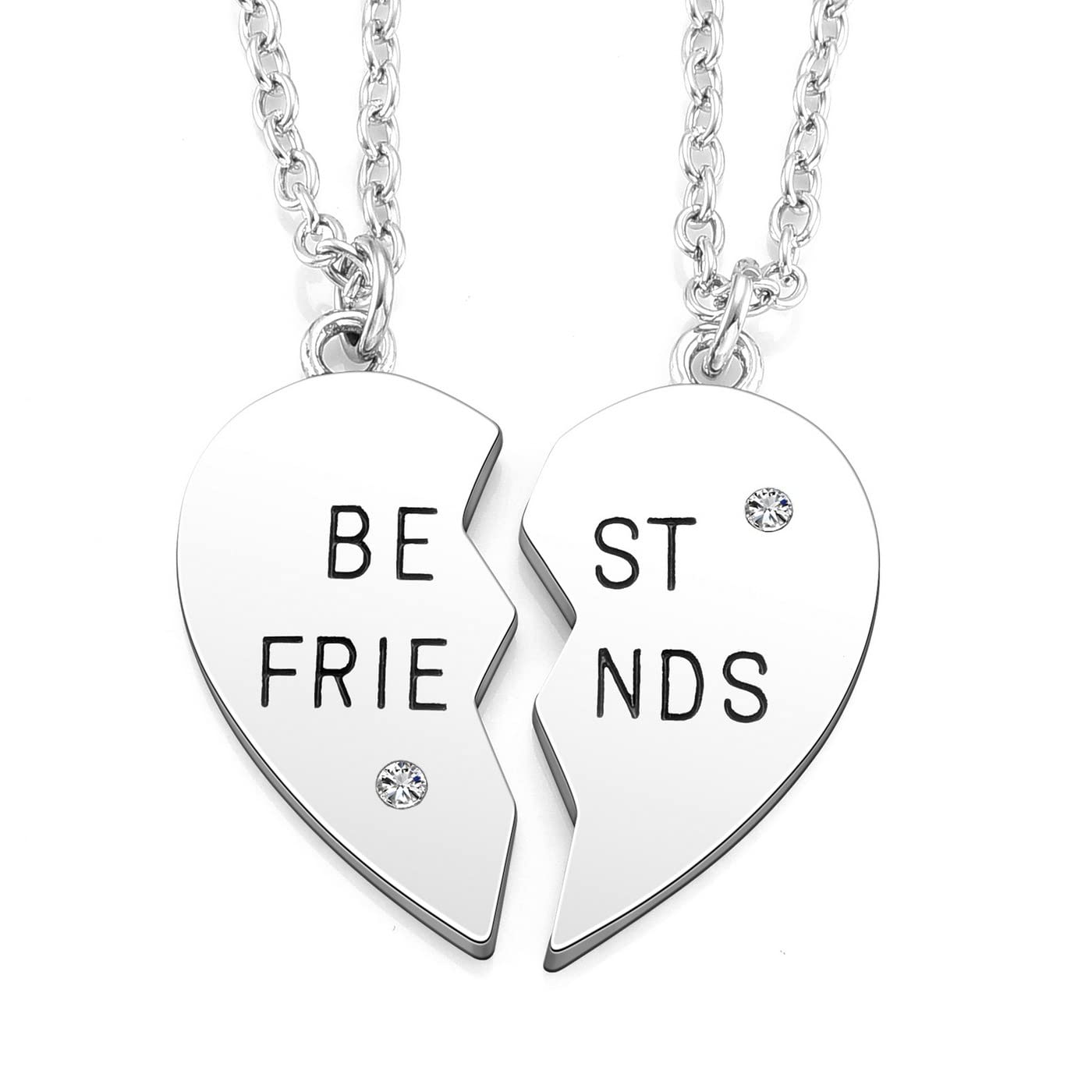 PESOENTH BFF Best Friend Necklace For 2 3 4 5,Friendship Jewelry For Women Girls Gift,Matching Heart Best Friends Forever Pendant Necklaces Set Birthday for Friendship BBF
