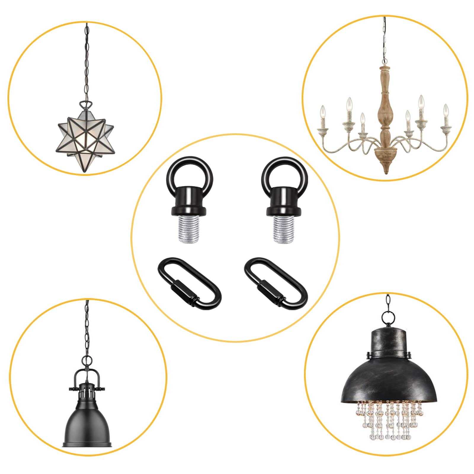 ECUDIS 2 Pack 1/8-IP Lighting Loops with Link Buckle Connectors, Black — Amazon image 5