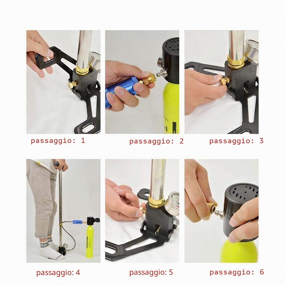 Pompa Manuale ad Alta Pressione, Pompa Portatile, Pompa ad Aria per Immersione con gonfiatore Manuale con manometro per Immersione bombola di Ossigeno