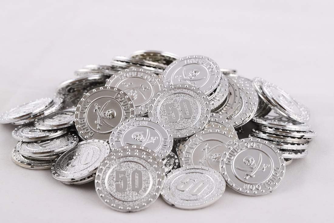 Amit Marketing Silver Numerical No. 50 Coins (Token) (Pack of 100 Pic), Silver Color