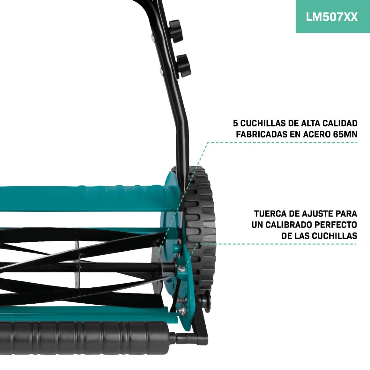 VONROC Cortacésped Manual 30 cm con Cesto de 14L | 30 cm, Acero 65MN y metal, Sin personalización