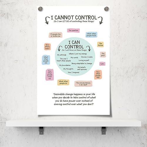 Miniatura 3 de uoyien Pósteres de salud mental con texto en inglés "I Cannot Control and I Can Controlar" ("No puedo controlar y puedo controlar") de afirmaciones
