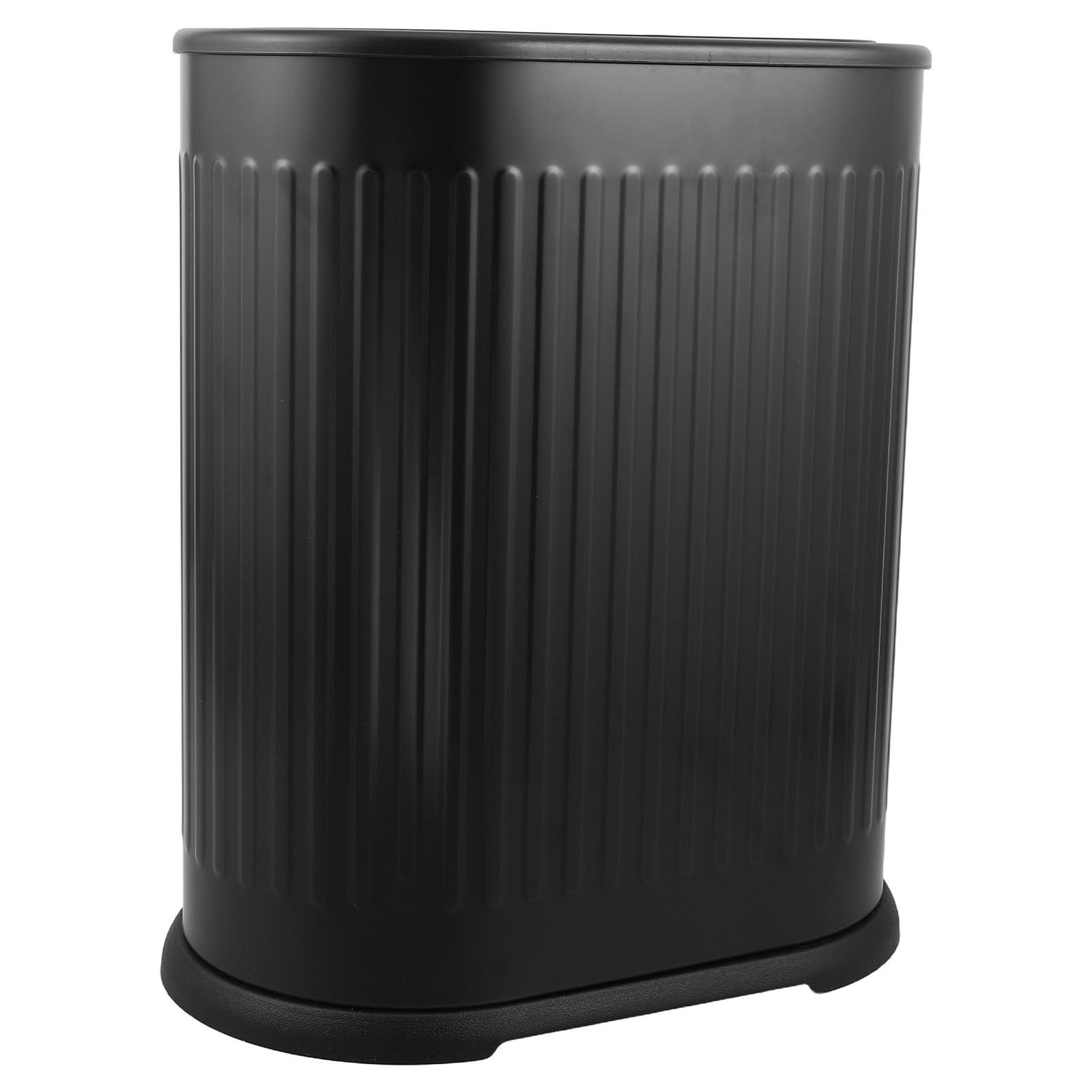 Veemoon Cubo de Basura Compacto de Plástico Negro 6l con Tapa y Diseño de Presión, Estrecho y Moderno para Dormitorio y Sala de Estar