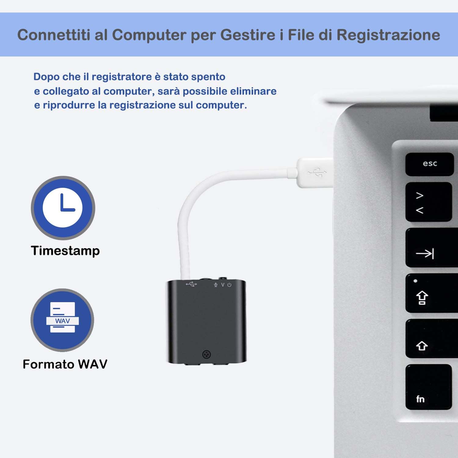 Registratore Vocale, 16GB Mini Registratore Vocale con Magnete Attivazione Vocale, Registratore Vocale Ricaricabile USB per Riunioni Interviste Lezioni
