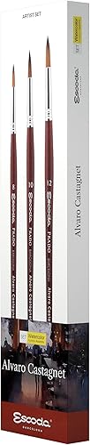 Escoda Signature Series Artist - Juego de pinceles acrílicos y acuarelas, Álvaro Castagnet #1, Sable sintético Prado, tamaño (redondo) 8, 10 y 12 disponible en Yaxa Costa Rica