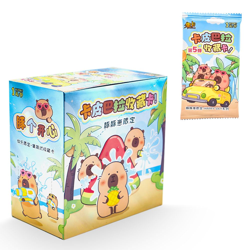 HATFRYF Capybara Trading Cards, Game Card Box for Collectable, Collectable Cards, Party Games Box, Classic Card Game, Anime Deck Booster Pack, Birthday Gift for Children