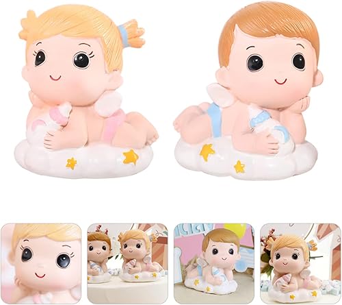 Miniatura 9 de UPKOCH Boy& Day Supplies - Decoración para tartas para niños, niñas interesantes y elegantes, para cumpleaños, biberón para niños, pareja, diseño de