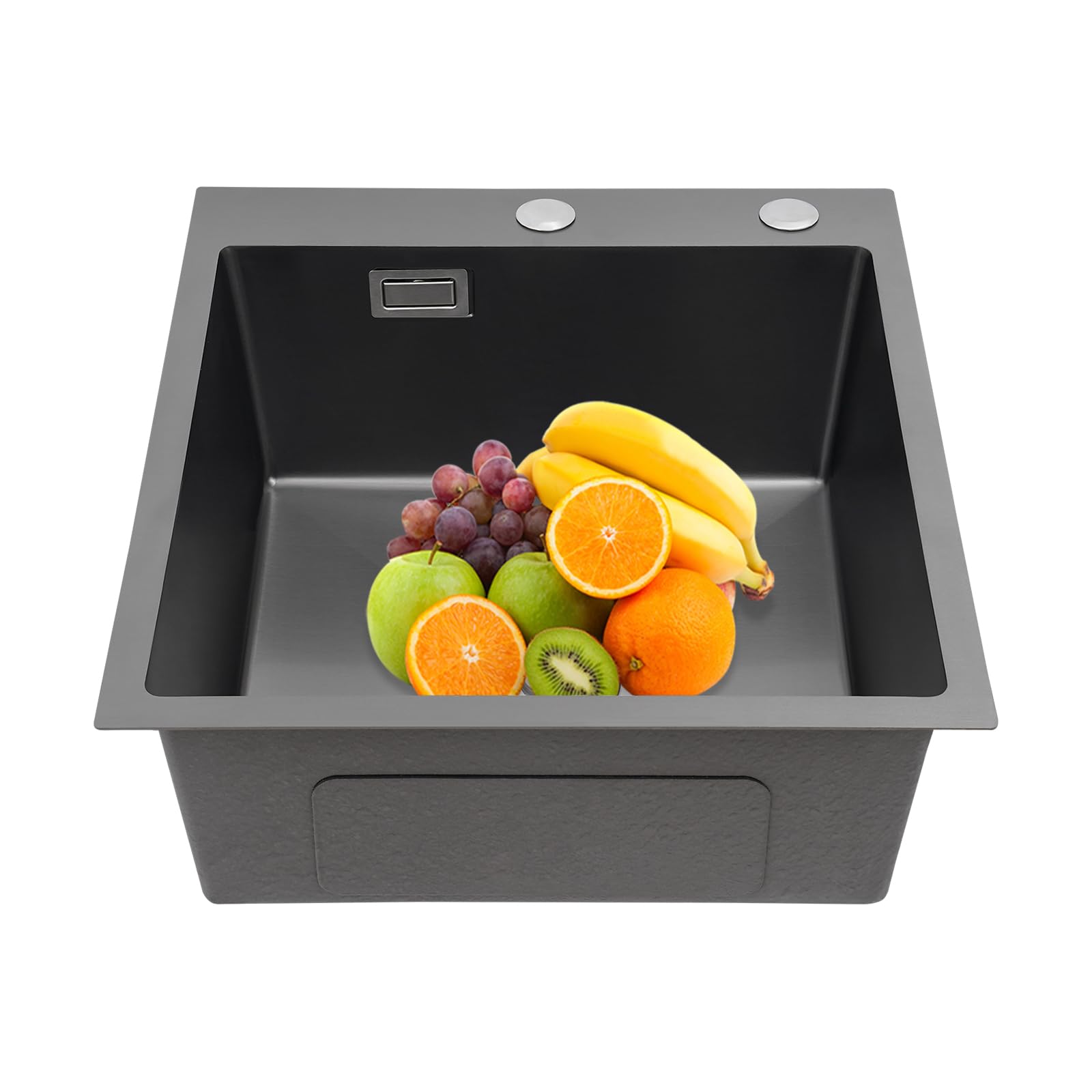 Fregadero de cocina de acero inoxidable, lavabo de cocina 45 x 50 cm, fregadero empotrado de 1 cubeta con tubos de desagüe, adecuado para montaje sobre superficie, empotrado o bajo encimera