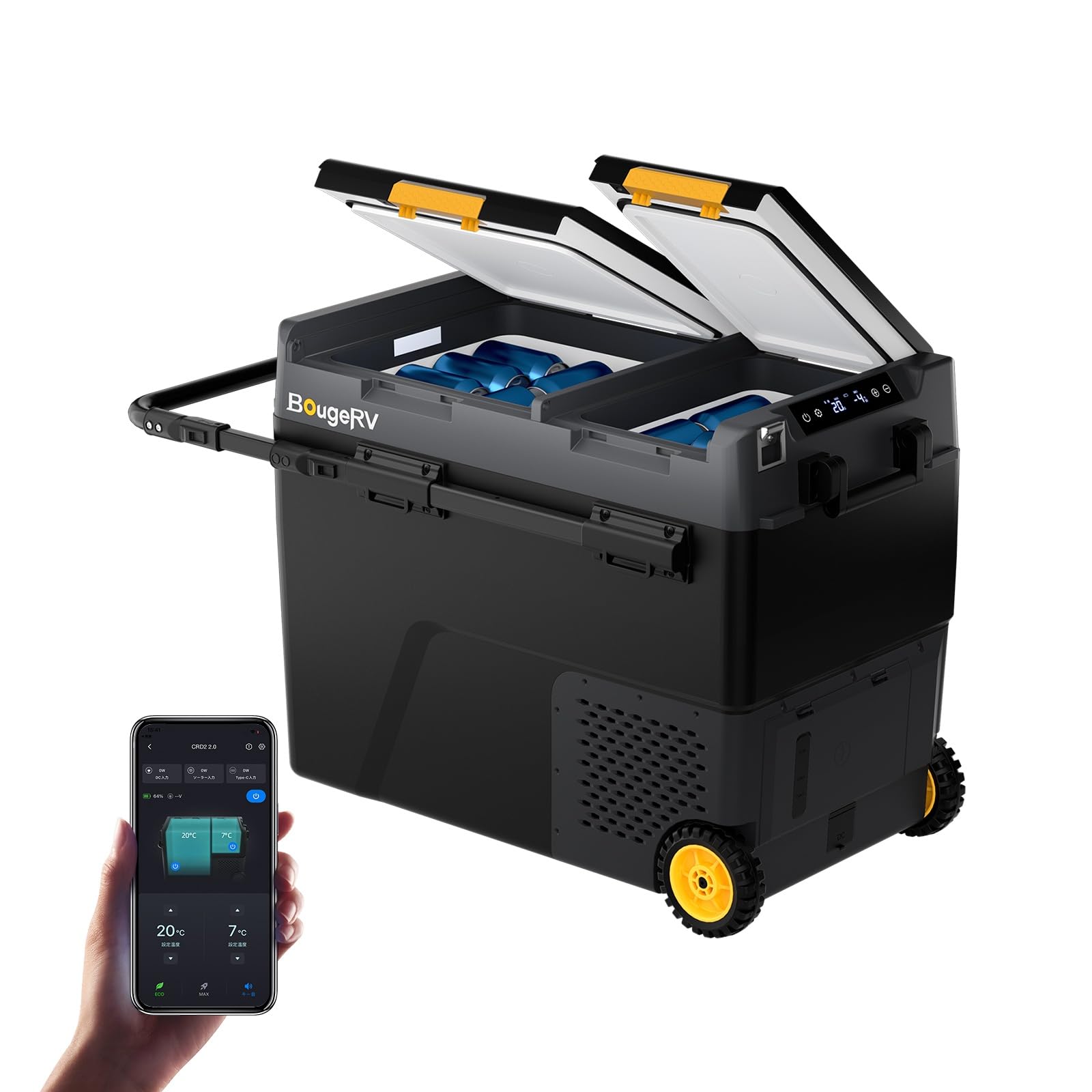 BougeRV CRD2 V2.0 Kompressor Kühlbox Auto Kühlbox mit Rollen 12V/24V