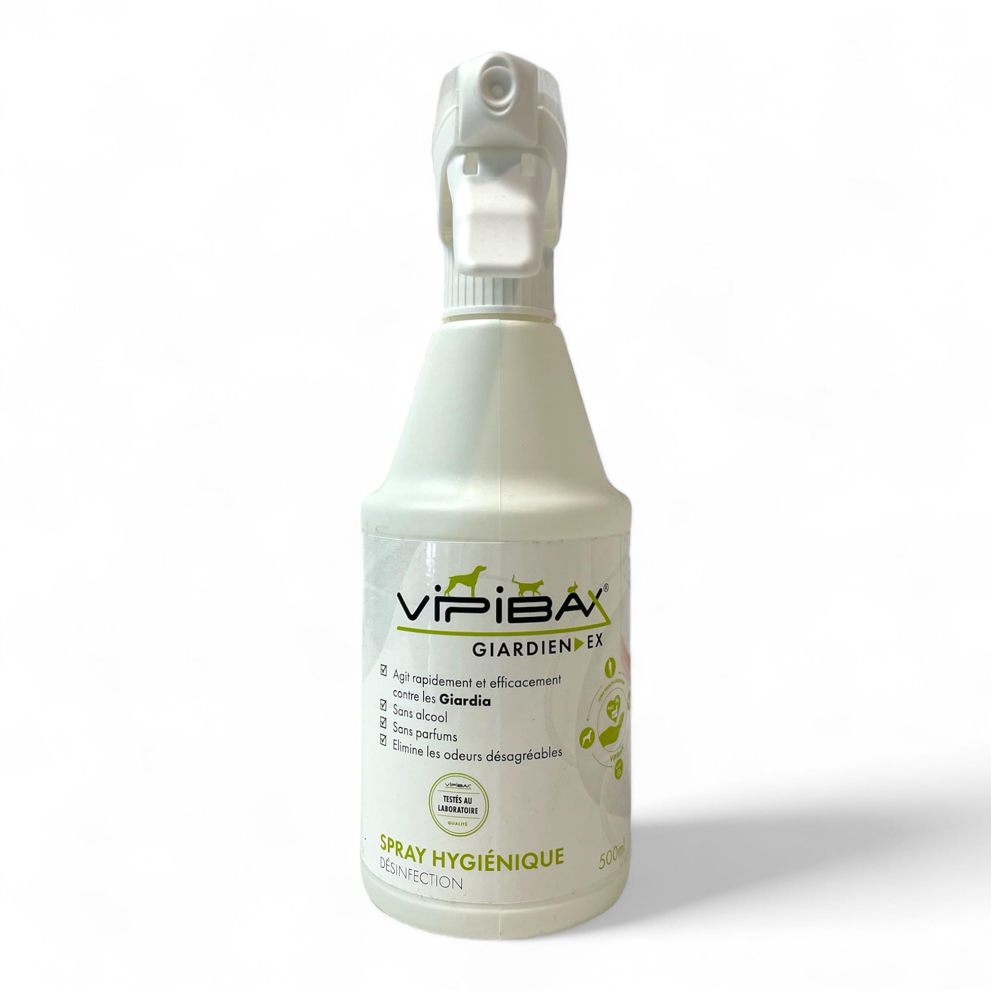ViPiBaX Giardia-Spray pour Chien, Chat & Co - Éliminateur d'odeurs - Spray d'hygiène - Désinfection Efficace Contre Les giardias, Virus, Champignons & bactéries - 500ml
